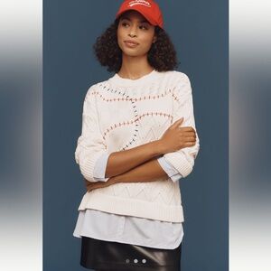 Pilcro Cable-Knit Twofer Sweater - Size XS - BNWT